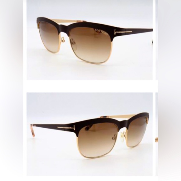 EUC Tom Ford Elena Sunglasses TF437 48F Brown & Rose Gold Brown Lens - Picture 2 of 10